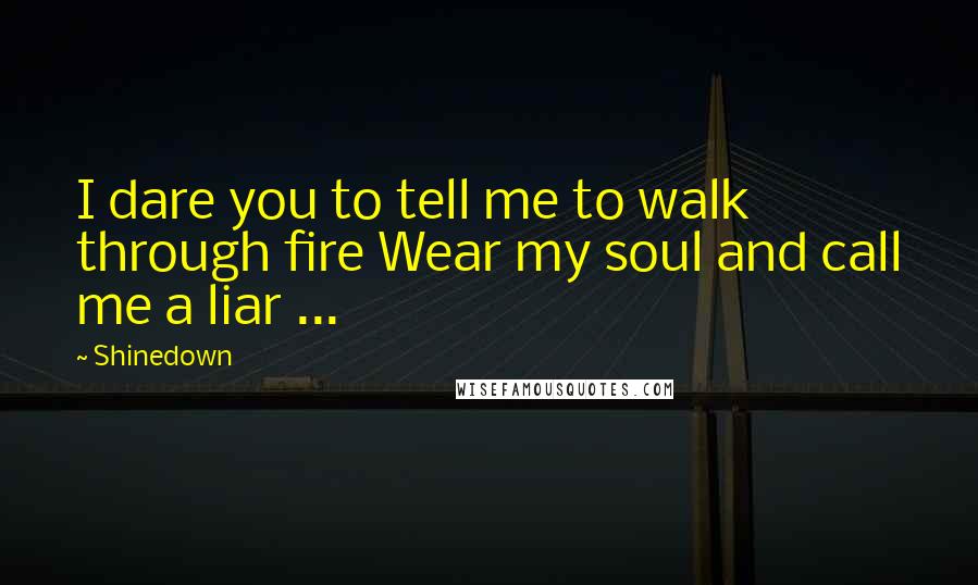 Shinedown Quotes: I dare you to tell me to walk through fire Wear my soul and call me a liar ...