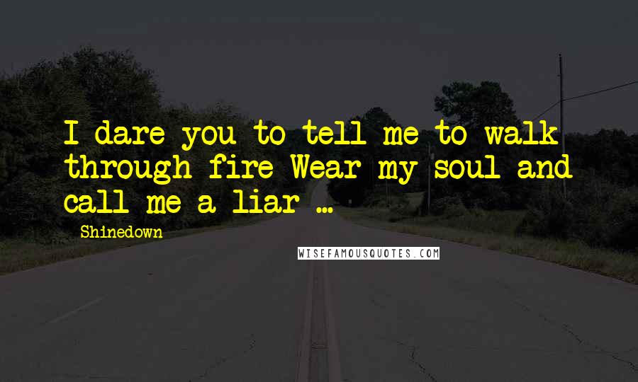 Shinedown Quotes: I dare you to tell me to walk through fire Wear my soul and call me a liar ...