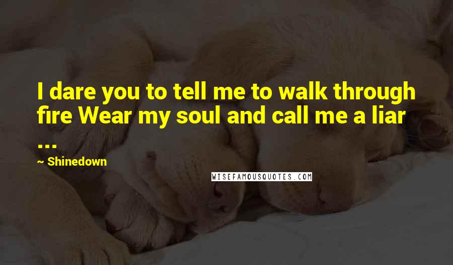 Shinedown Quotes: I dare you to tell me to walk through fire Wear my soul and call me a liar ...