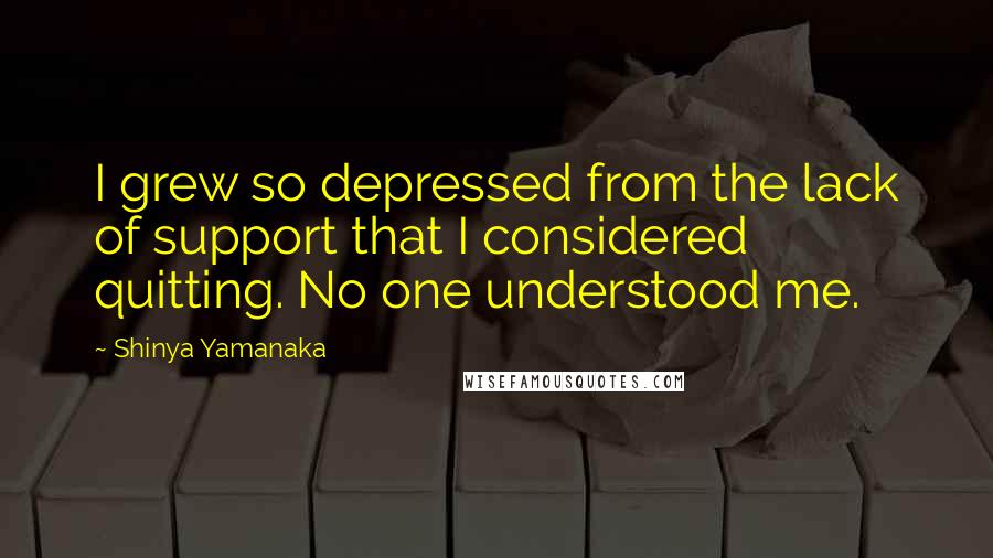 Shinya Yamanaka Quotes: I grew so depressed from the lack of support that I considered quitting. No one understood me.
