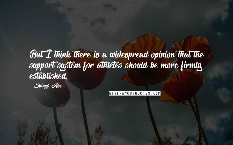 Shinzo Abe Quotes: But I think there is a widespread opinion that the support system for athletes should be more firmly established.