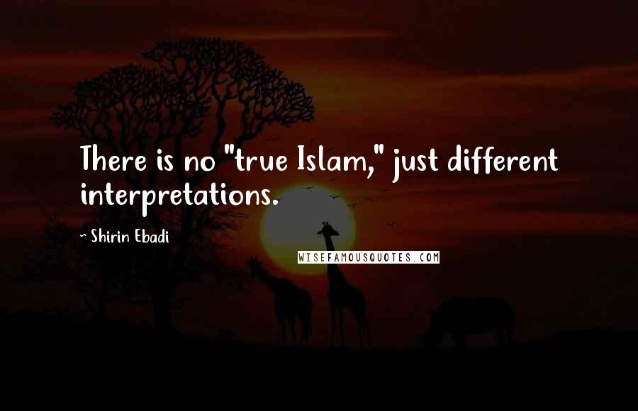 Shirin Ebadi Quotes: There is no "true Islam," just different interpretations.