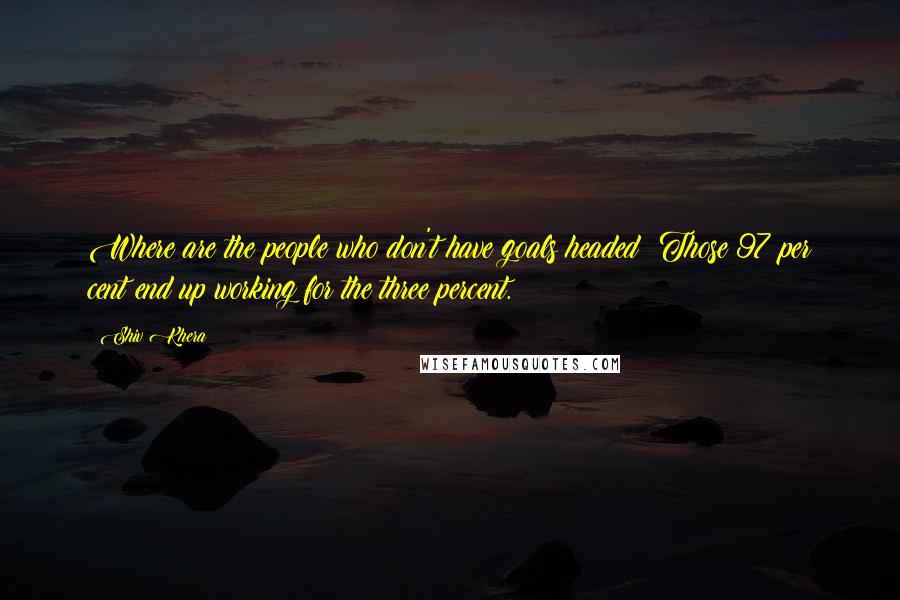 Shiv Khera Quotes: Where are the people who don't have goals headed? Those 97 per cent end up working for the three percent.