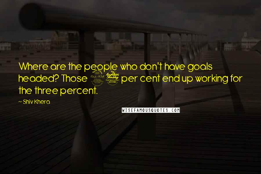 Shiv Khera Quotes: Where are the people who don't have goals headed? Those 97 per cent end up working for the three percent.