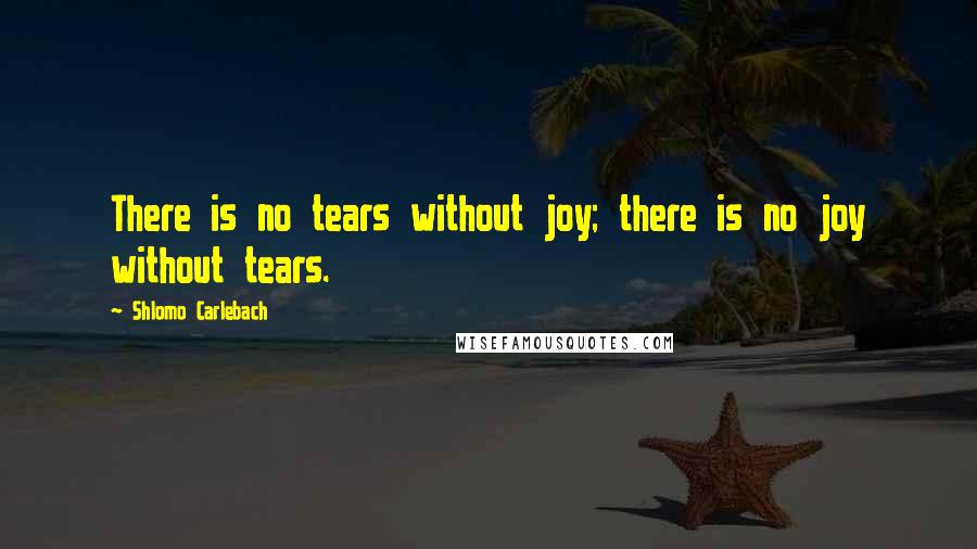 Shlomo Carlebach Quotes: There is no tears without joy; there is no joy without tears.