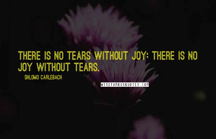 Shlomo Carlebach Quotes: There is no tears without joy; there is no joy without tears.