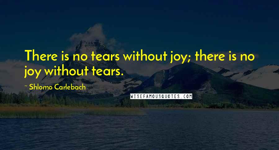 Shlomo Carlebach Quotes: There is no tears without joy; there is no joy without tears.