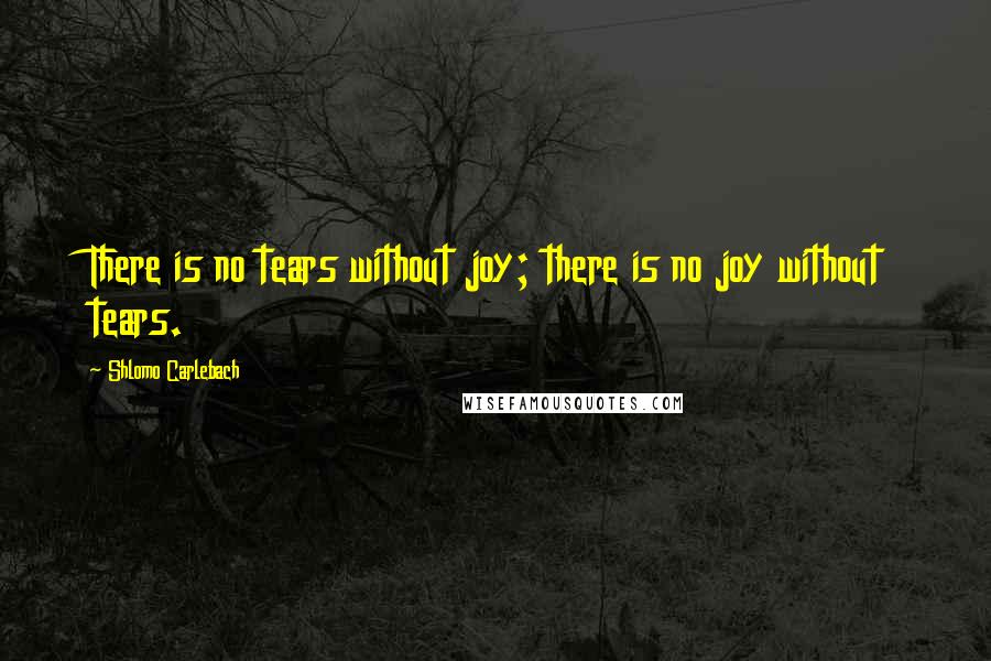 Shlomo Carlebach Quotes: There is no tears without joy; there is no joy without tears.