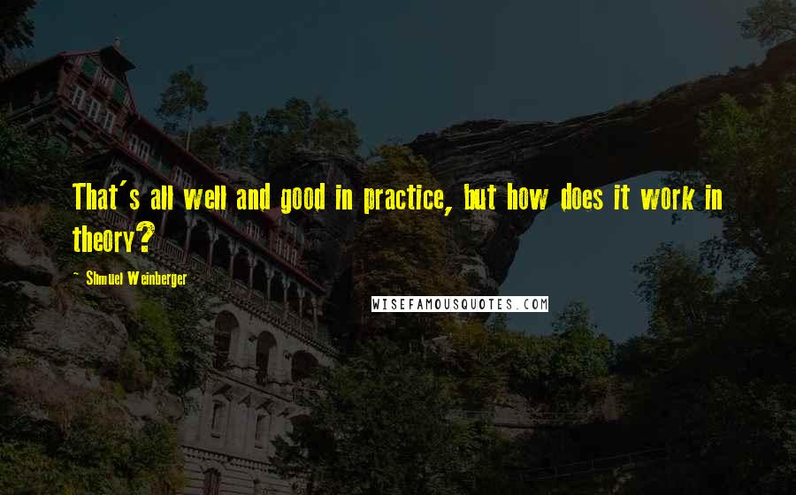 Shmuel Weinberger Quotes: That's all well and good in practice, but how does it work in theory?