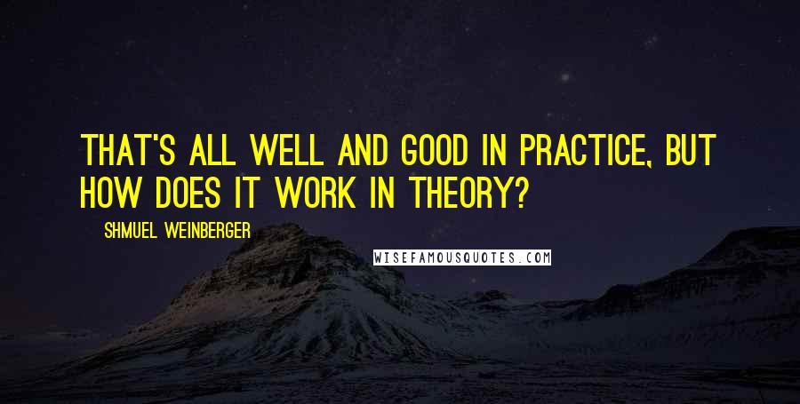 Shmuel Weinberger Quotes: That's all well and good in practice, but how does it work in theory?