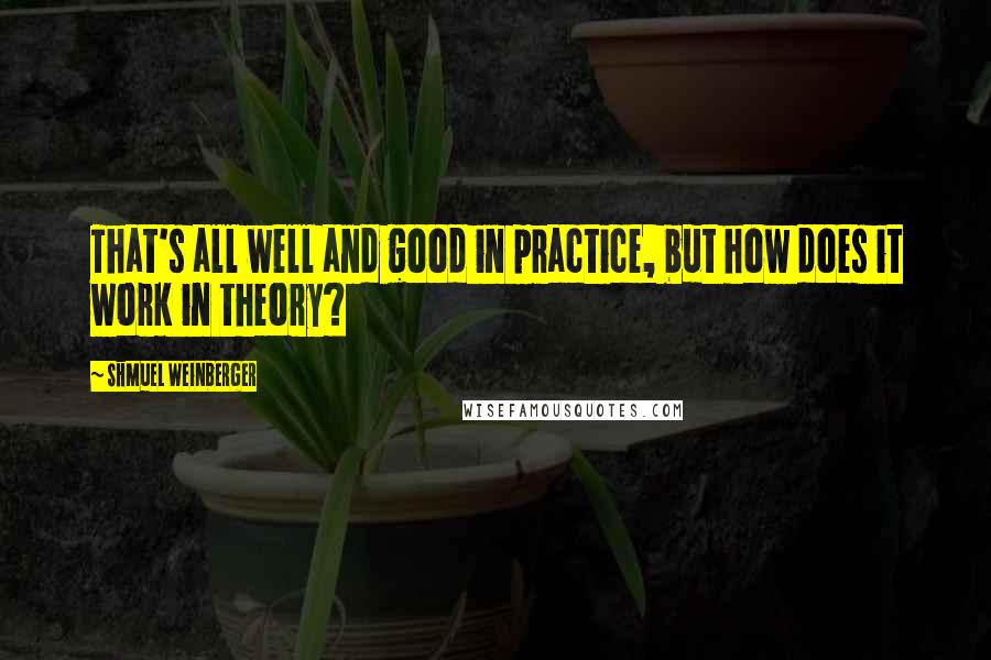 Shmuel Weinberger Quotes: That's all well and good in practice, but how does it work in theory?