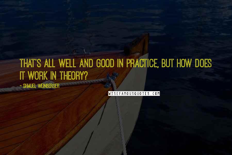 Shmuel Weinberger Quotes: That's all well and good in practice, but how does it work in theory?