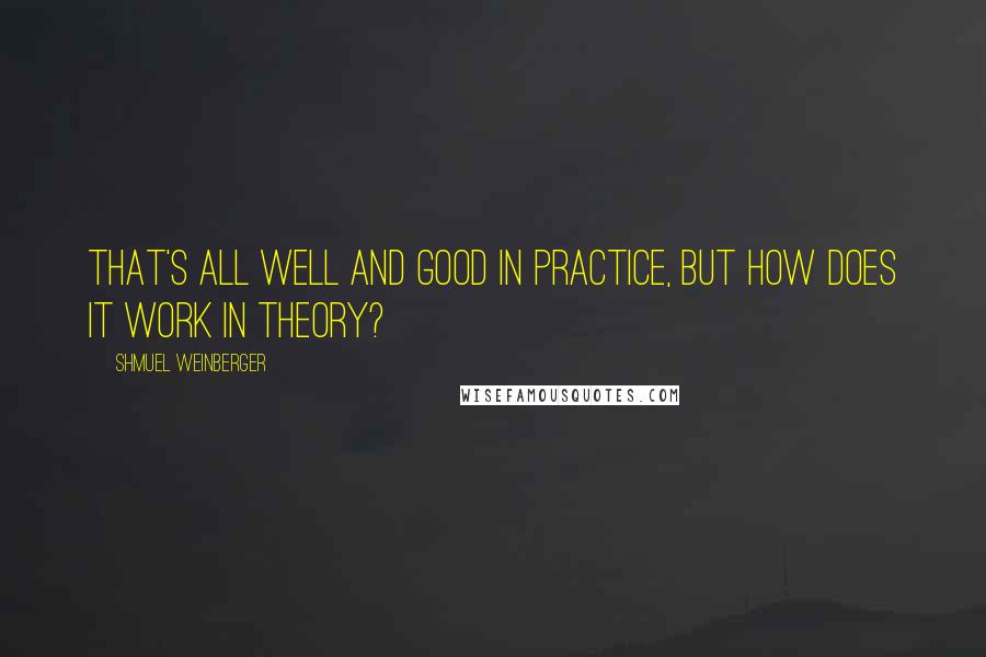 Shmuel Weinberger Quotes: That's all well and good in practice, but how does it work in theory?