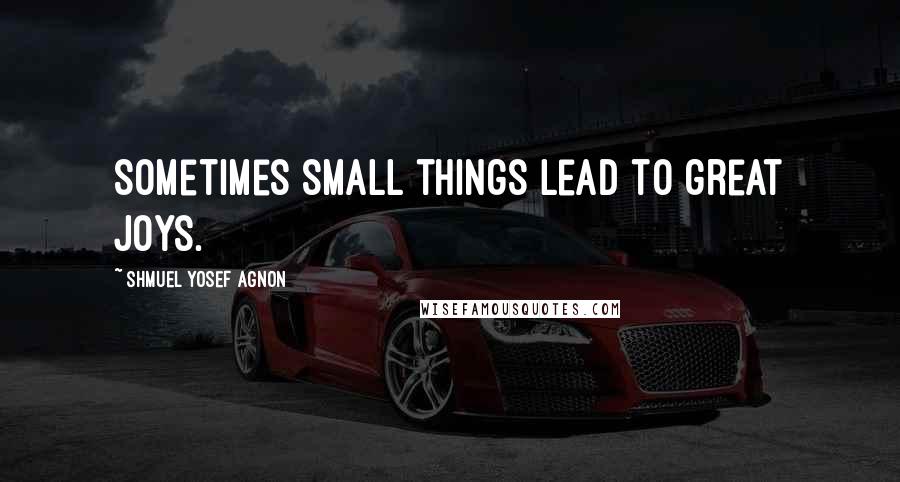 Shmuel Yosef Agnon Quotes: Sometimes small things lead to great joys.