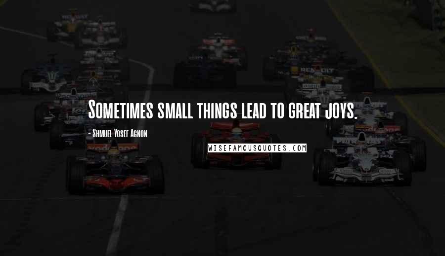 Shmuel Yosef Agnon Quotes: Sometimes small things lead to great joys.