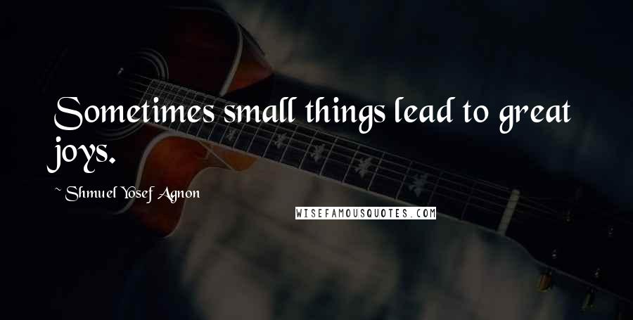 Shmuel Yosef Agnon Quotes: Sometimes small things lead to great joys.