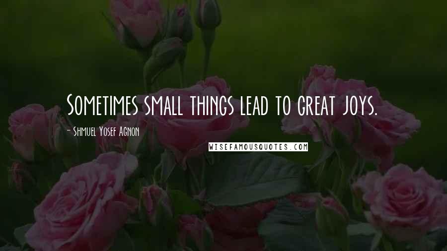 Shmuel Yosef Agnon Quotes: Sometimes small things lead to great joys.