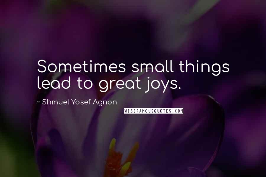 Shmuel Yosef Agnon Quotes: Sometimes small things lead to great joys.