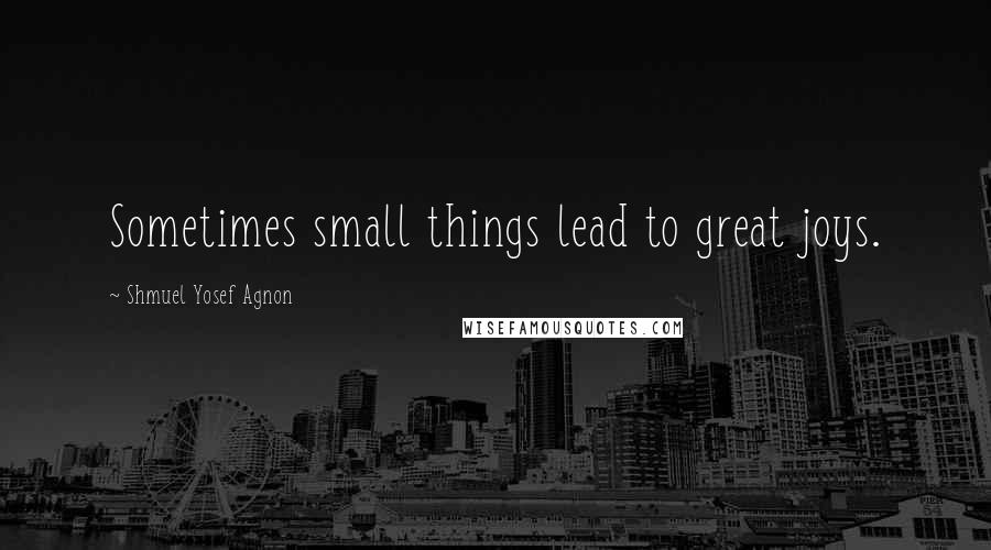 Shmuel Yosef Agnon Quotes: Sometimes small things lead to great joys.