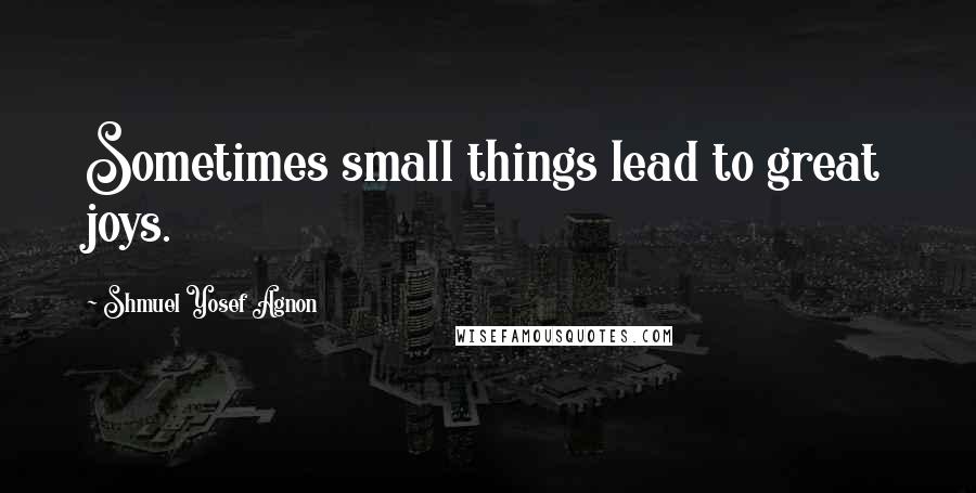 Shmuel Yosef Agnon Quotes: Sometimes small things lead to great joys.