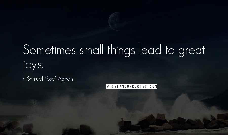 Shmuel Yosef Agnon Quotes: Sometimes small things lead to great joys.