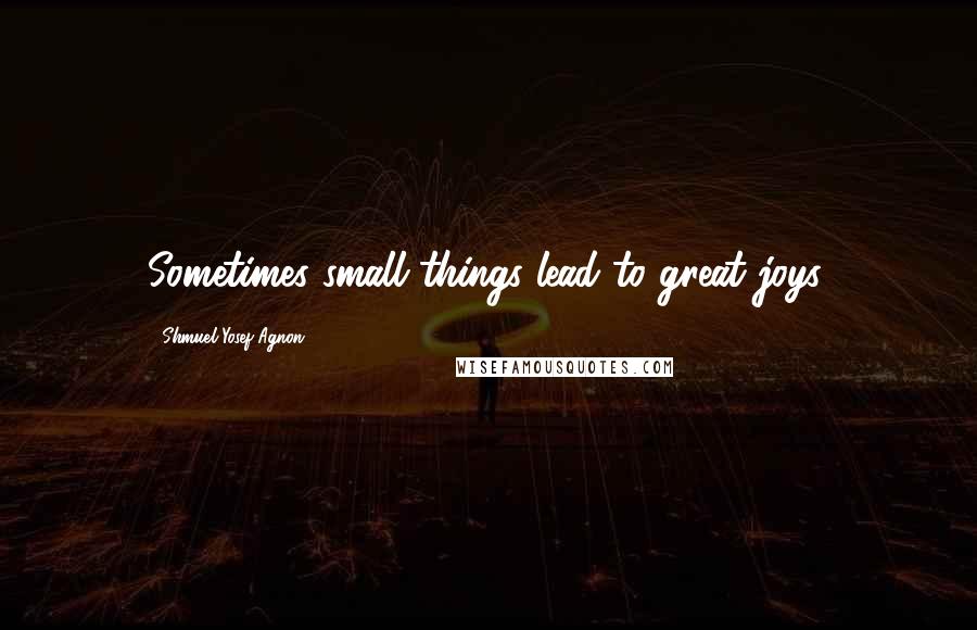 Shmuel Yosef Agnon Quotes: Sometimes small things lead to great joys.