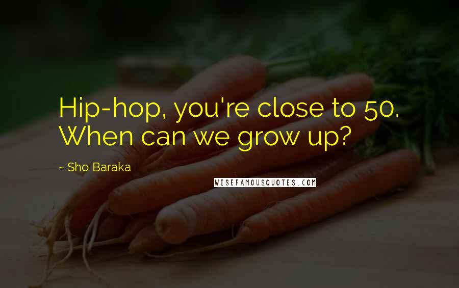 Sho Baraka Quotes: Hip-hop, you're close to 50. When can we grow up?