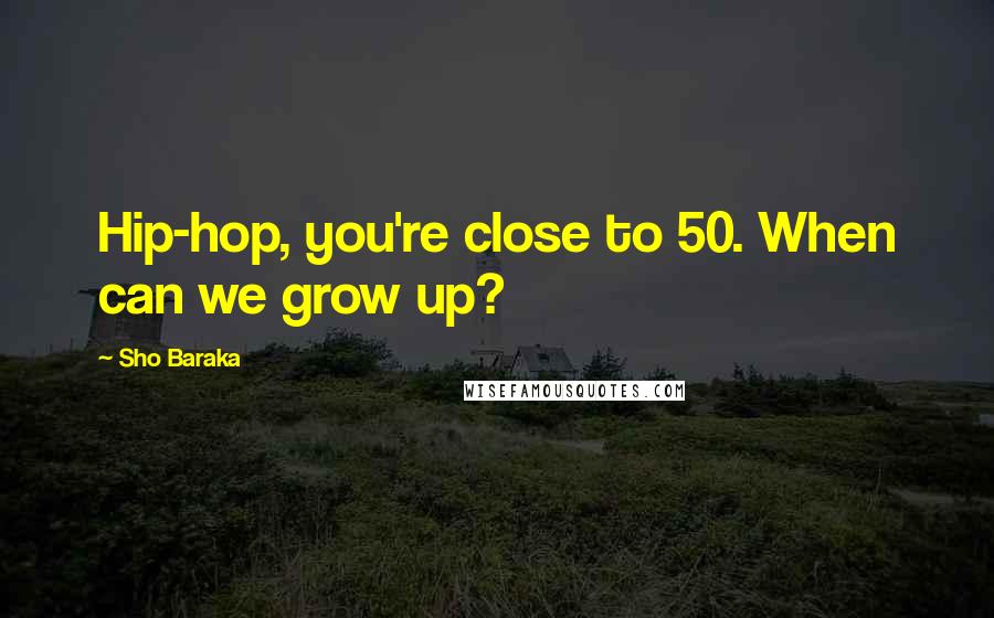 Sho Baraka Quotes: Hip-hop, you're close to 50. When can we grow up?