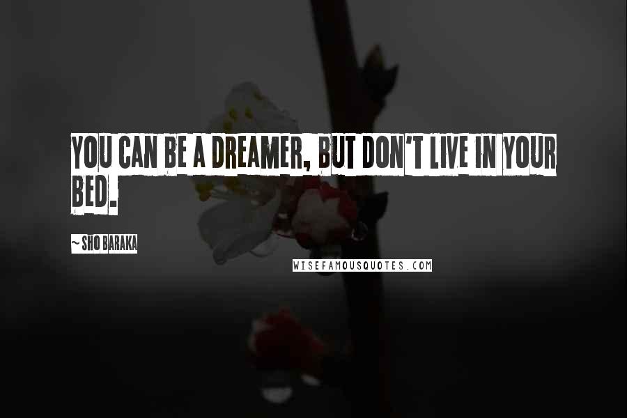 Sho Baraka Quotes: You can be a dreamer, but don't live in your bed.