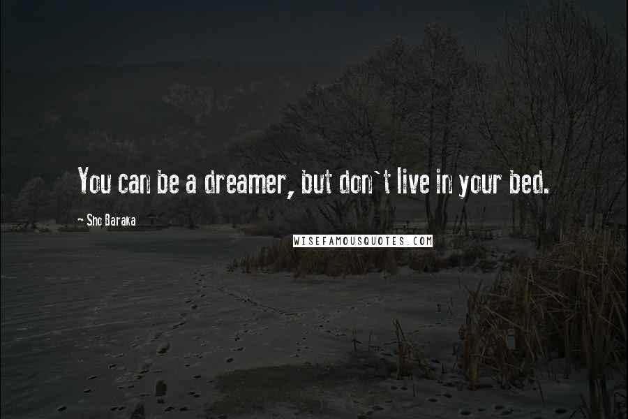 Sho Baraka Quotes: You can be a dreamer, but don't live in your bed.