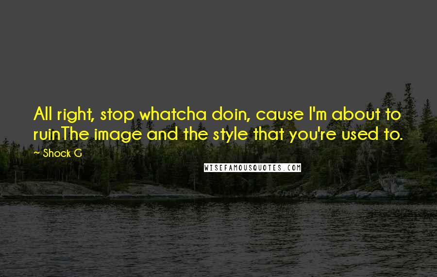 Shock G Quotes: All right, stop whatcha doin, cause I'm about to ruinThe image and the style that you're used to.