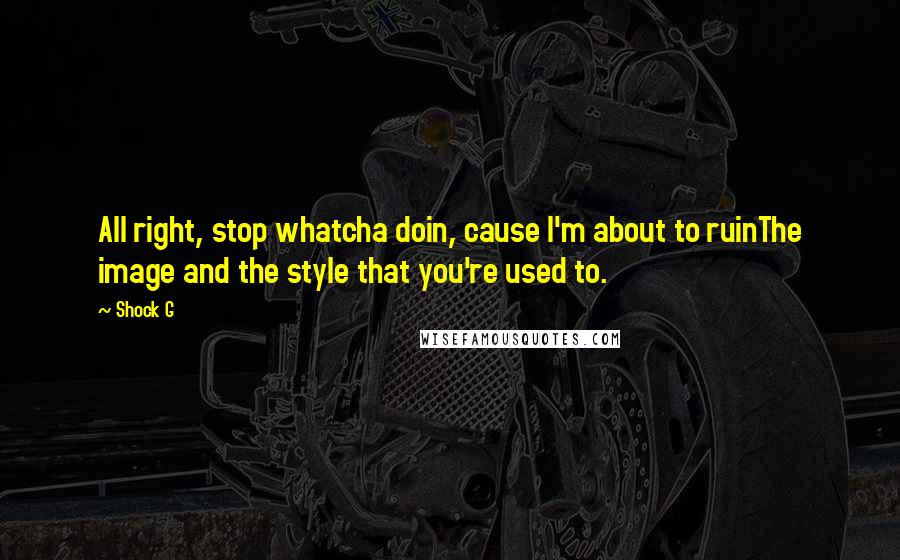 Shock G Quotes: All right, stop whatcha doin, cause I'm about to ruinThe image and the style that you're used to.