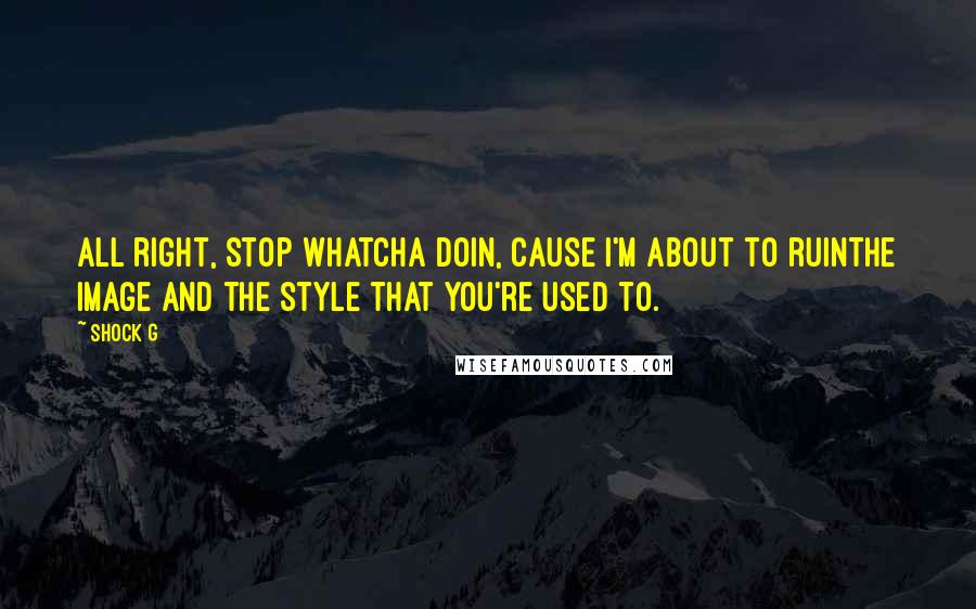 Shock G Quotes: All right, stop whatcha doin, cause I'm about to ruinThe image and the style that you're used to.