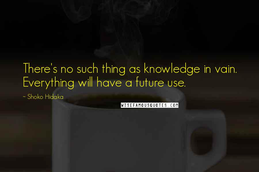 Shoko Hidaka Quotes: There's no such thing as knowledge in vain. Everything will have a future use.