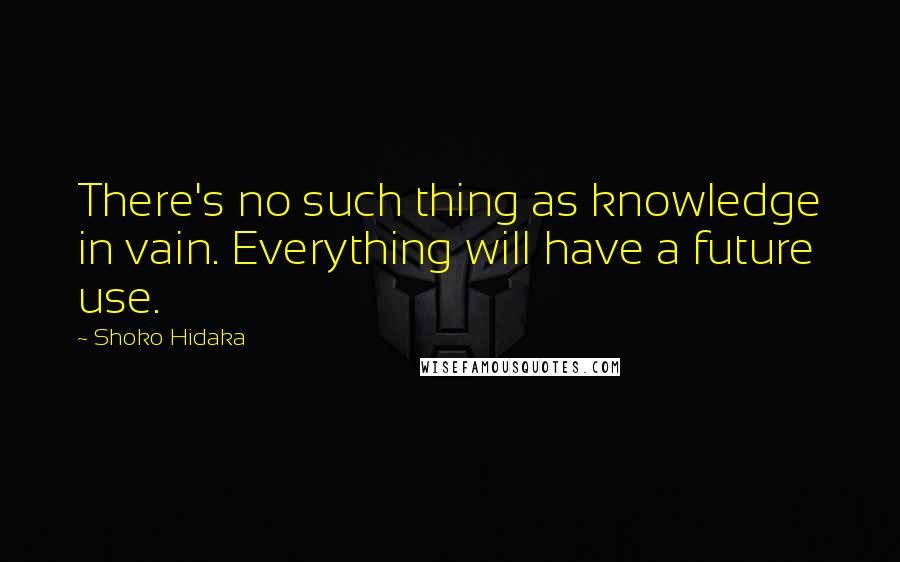 Shoko Hidaka Quotes: There's no such thing as knowledge in vain. Everything will have a future use.