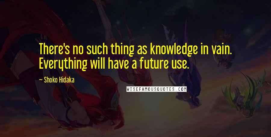 Shoko Hidaka Quotes: There's no such thing as knowledge in vain. Everything will have a future use.