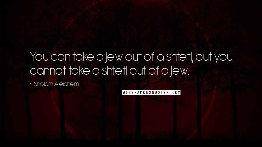 Sholom Aleichem Quotes: You can take a Jew out of a shtetl, but you cannot take a shtetl out of a Jew.
