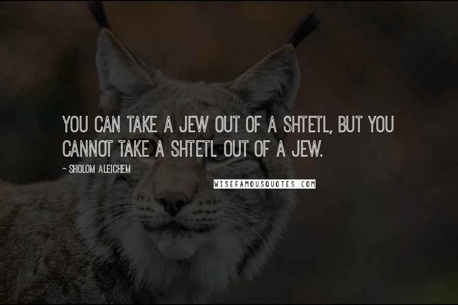 Sholom Aleichem Quotes: You can take a Jew out of a shtetl, but you cannot take a shtetl out of a Jew.