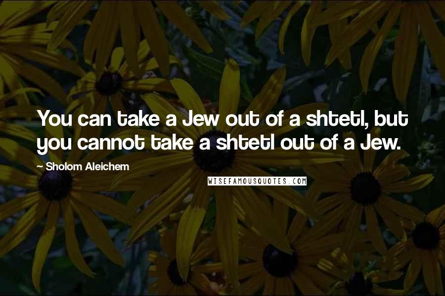 Sholom Aleichem Quotes: You can take a Jew out of a shtetl, but you cannot take a shtetl out of a Jew.