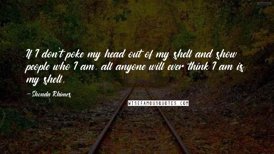 Shonda Rhimes Quotes: If I don't poke my head out of my shell and show people who I am, all anyone will ever think I am is my shell.