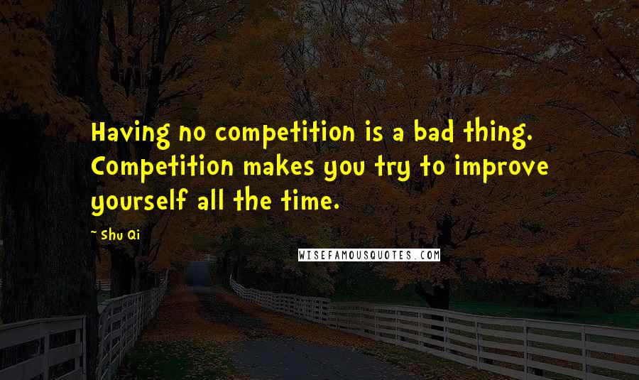Shu Qi Quotes: Having no competition is a bad thing. Competition makes you try to improve yourself all the time.