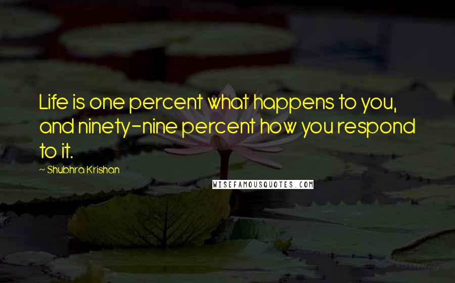 Shubhra Krishan Quotes: Life is one percent what happens to you, and ninety-nine percent how you respond to it.