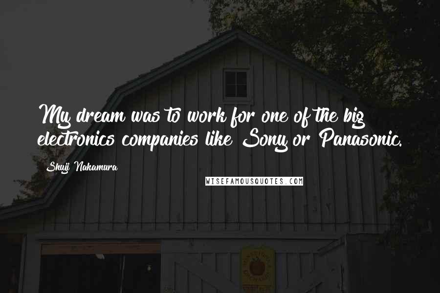 Shuji Nakamura Quotes: My dream was to work for one of the big electronics companies like Sony or Panasonic.