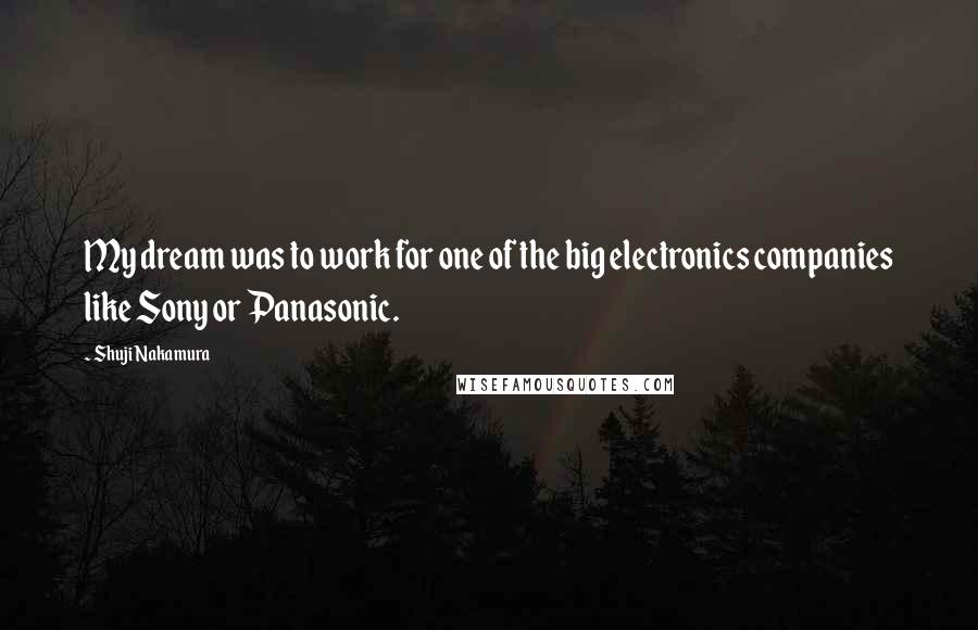 Shuji Nakamura Quotes: My dream was to work for one of the big electronics companies like Sony or Panasonic.