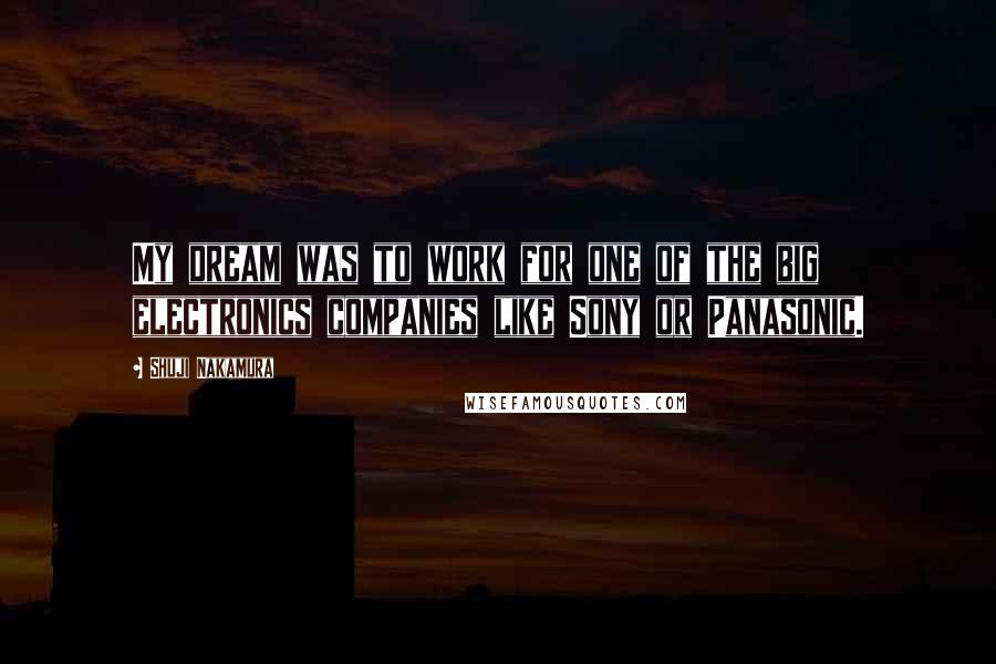 Shuji Nakamura Quotes: My dream was to work for one of the big electronics companies like Sony or Panasonic.