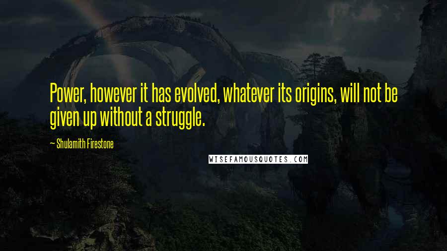 Shulamith Firestone Quotes: Power, however it has evolved, whatever its origins, will not be given up without a struggle.