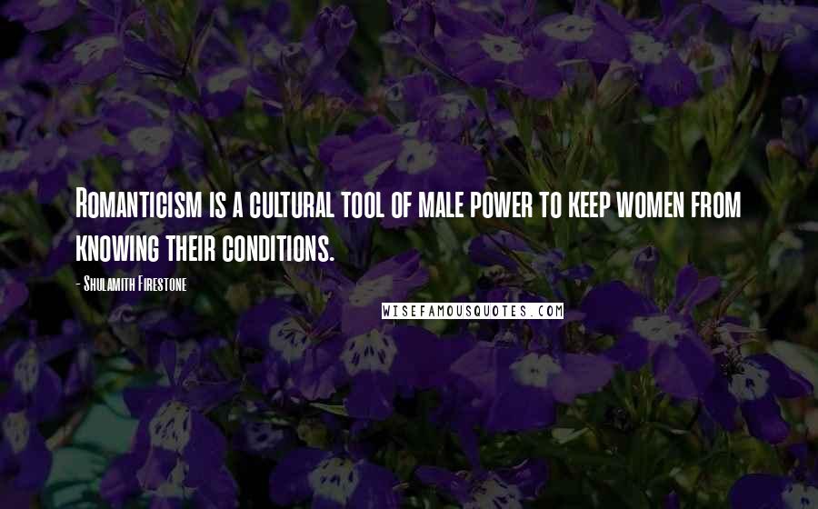 Shulamith Firestone Quotes: Romanticism is a cultural tool of male power to keep women from knowing their conditions.