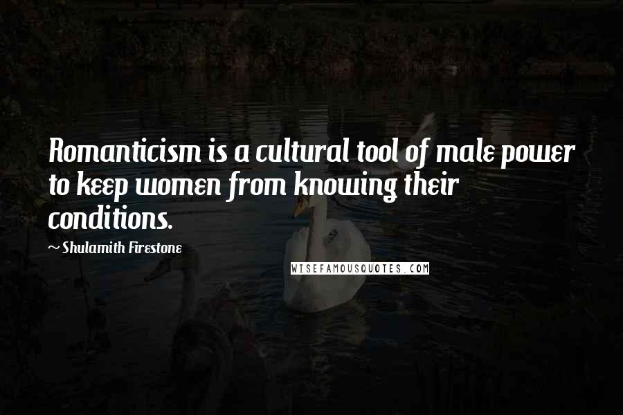 Shulamith Firestone Quotes: Romanticism is a cultural tool of male power to keep women from knowing their conditions.