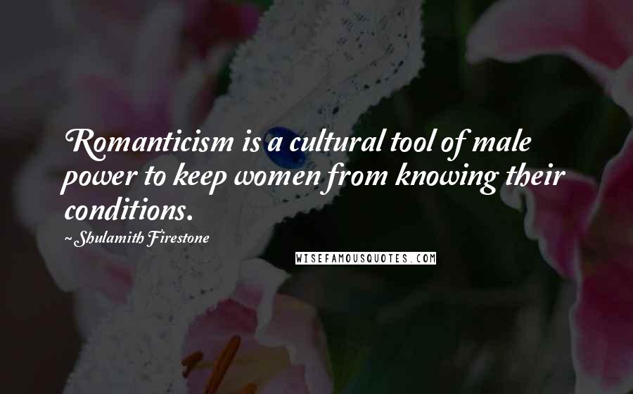 Shulamith Firestone Quotes: Romanticism is a cultural tool of male power to keep women from knowing their conditions.