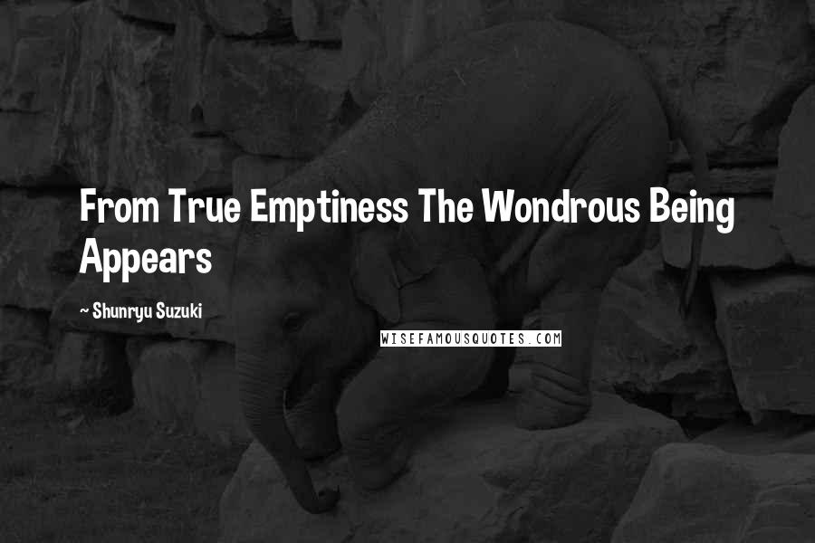 Shunryu Suzuki Quotes: From True Emptiness The Wondrous Being Appears